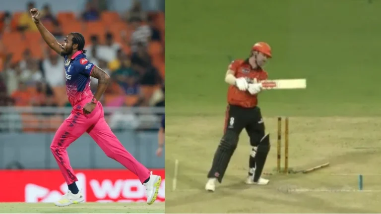 Jofra Archer castles Travis Head in the Eliminator of IPL 2026 – আইপিএল ২০২৬ এলিমিনেটর: জোফরা আর্চারের আগুনে বোলিংয়ে বিধ্বস্ত সানরাইজার্স