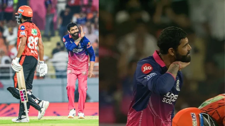 Ravindra Jadeja brings out ‘Pushpa’ celebration after dismissing Nitish Kumar Re – আইপিএলে রবীন্দ্র জাদেজার ‘পুষ্পা’ স্টাইল সেলিব্রেশন: এসআরএইচ বনাম আরআর ম্যাচের রোমাঞ্চ